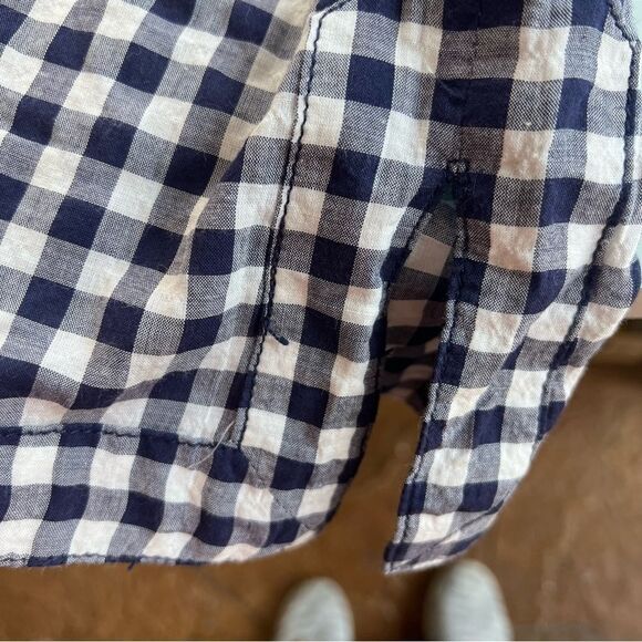 Preppy Gingham Shirt Dress | Navy Check Button-Front Tunic Tory Burch SZ 4 - Picture 8 of 10